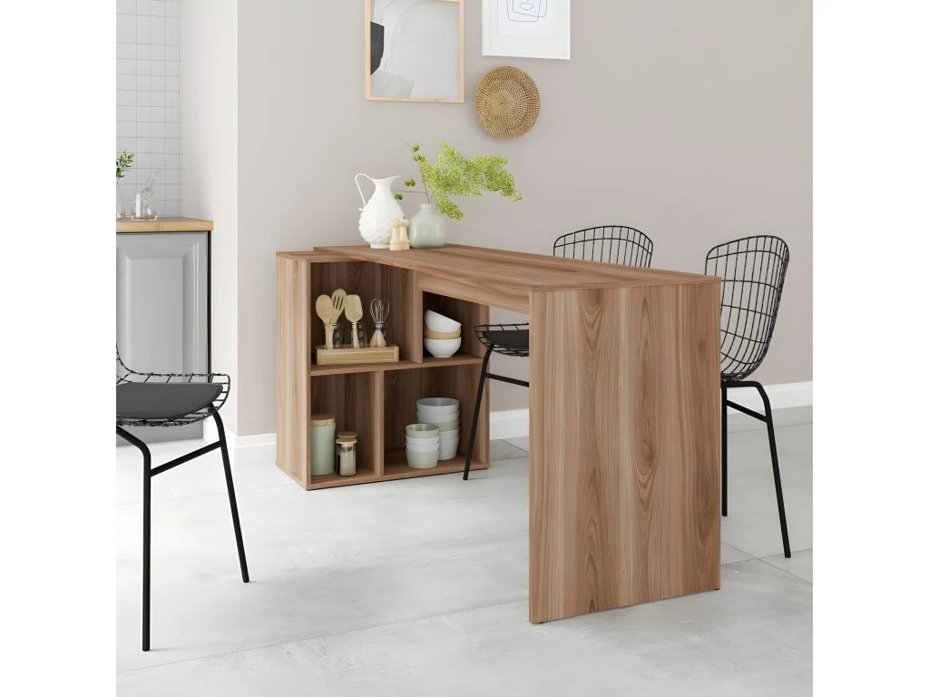 Bureau Et Rayonnage Châtaignier 4 Niches OFFICE – Image 2