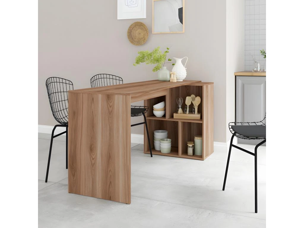 Bureau Et Rayonnage Châtaignier 4 Niches OFFICE – Image 4