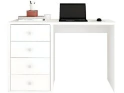 Bureau Blanc 4 Tiroirs 120 Cm Office