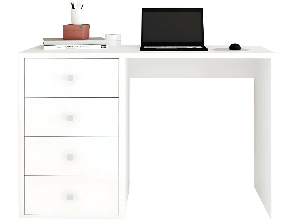Bureau Blanc 4 Tiroirs 120 Cm Office