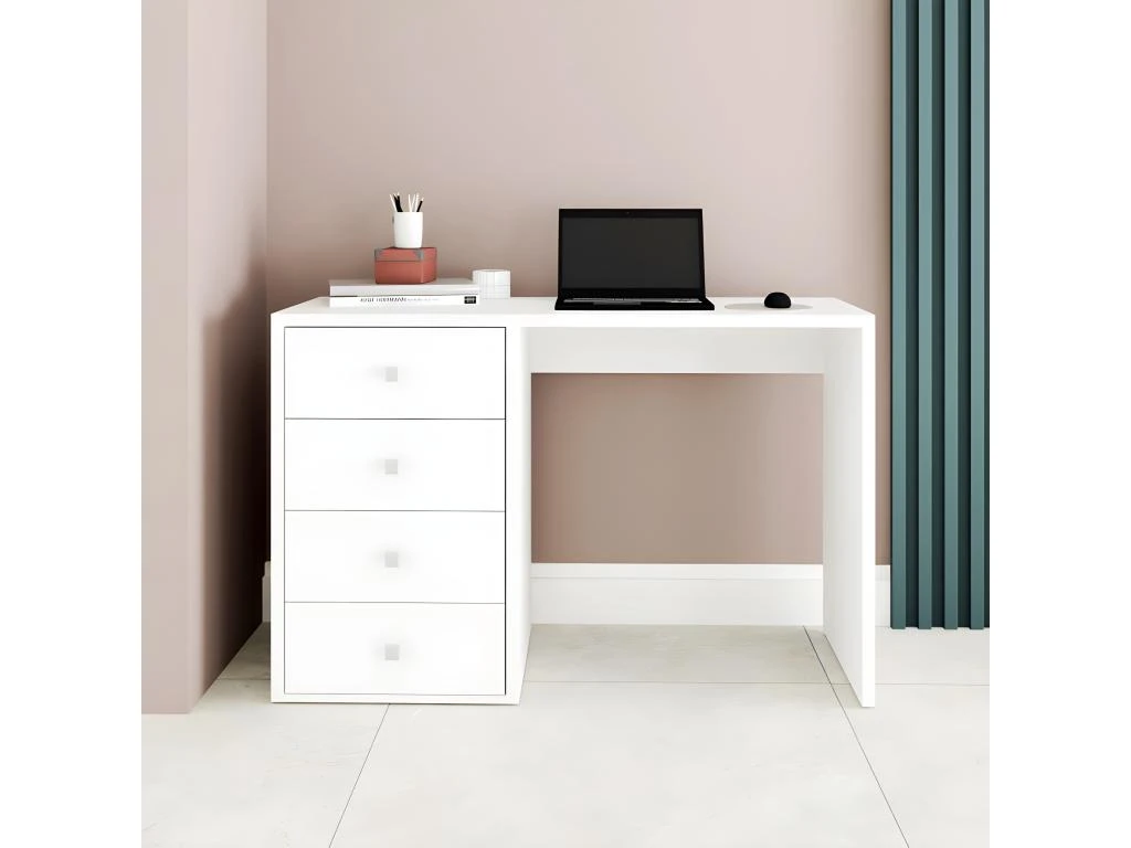 Bureau Blanc 4 Tiroirs 120 Cm Office – Image 3
