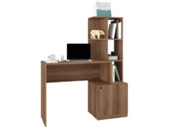 Bureau Châtaignier Bibliothèque 6 Niches Et 1 Caisson Intégrés