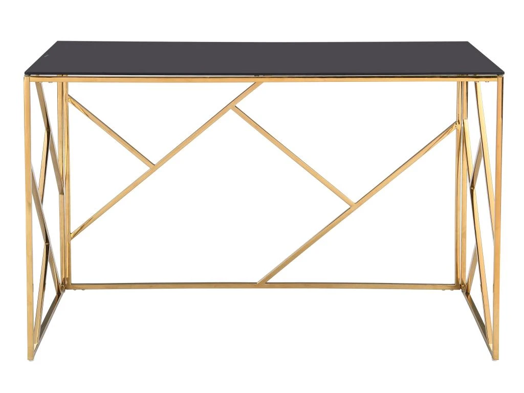 Bureau En Verre Trempé Et Acier - Doré Et Noir - ATHENA De Pascal Morabito – Image 4