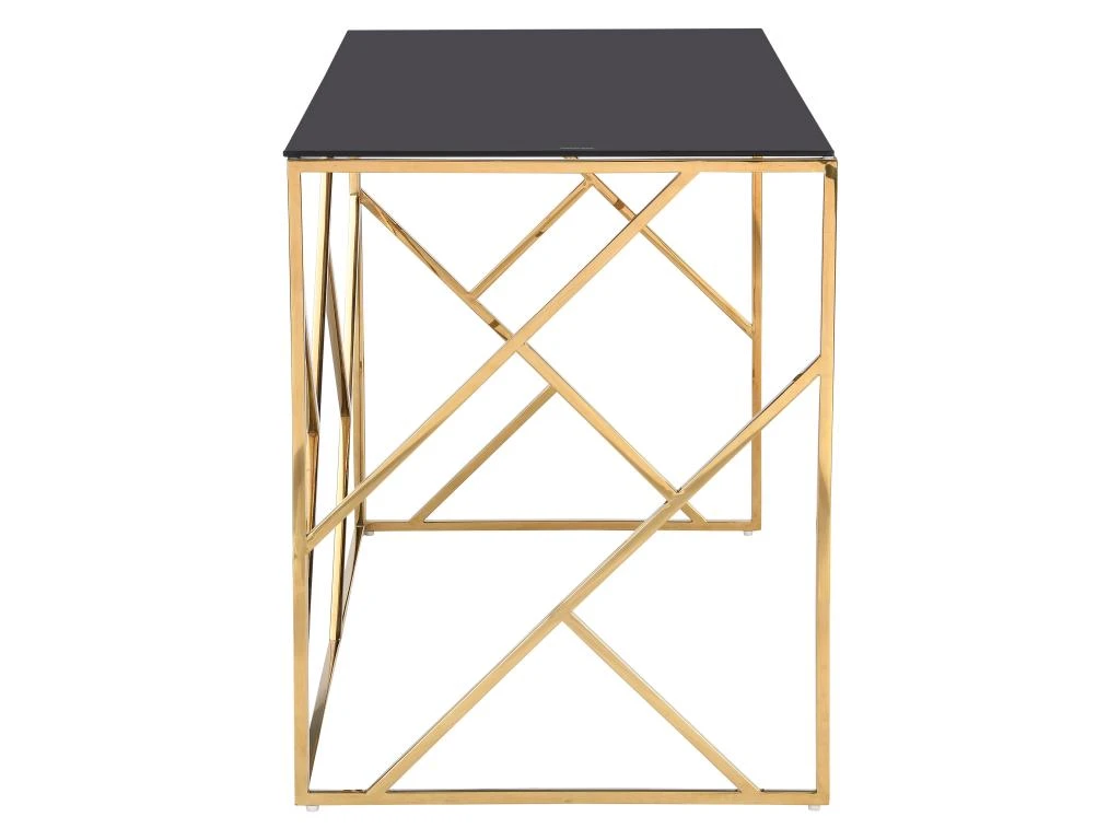Bureau En Verre Trempé Et Acier - Doré Et Noir - ATHENA De Pascal Morabito – Image 5
