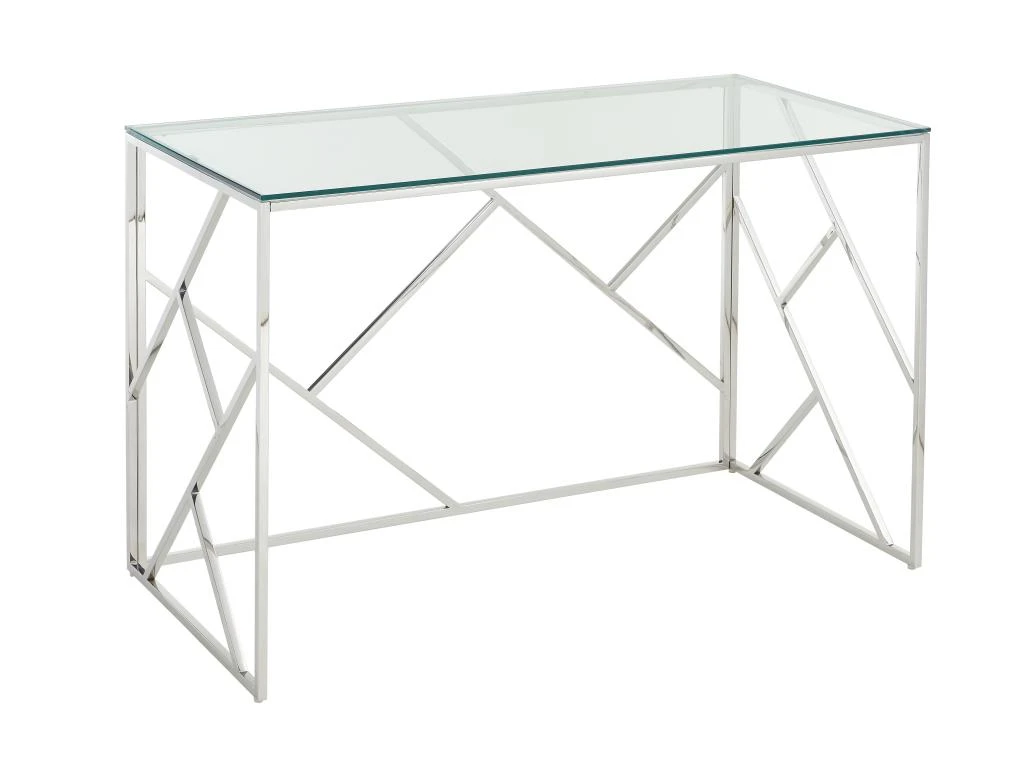 Bureau En Verre Trempé Et Acier - Argent Et Transparent - ATHENA De Pascal Morabito – Image 3