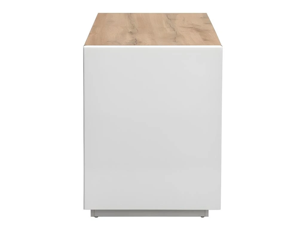 Bureau AMANI - 3 Tiroirs Et 1 Porte - MDF - Blanc Laqué Et Chêne – Image 5
