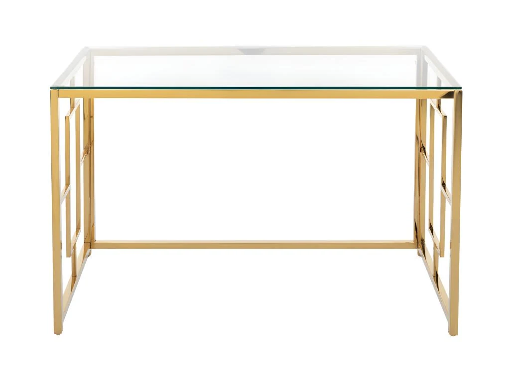 Bureau En Verre Trempé Et Acier - Doré Et Transparent - CLOTILDE De Pascal Morabito – Image 4