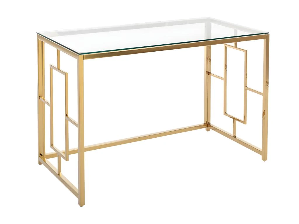 Bureau En Verre Trempé Et Acier - Doré Et Transparent - CLOTILDE De Pascal Morabito – Image 3