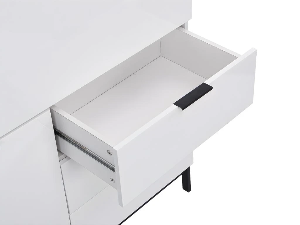 Secrétaire Avec 2 Porte Et 3 Tiroirs - MDF Et Métal - Blanc Laqué - ERWIN – Image 6