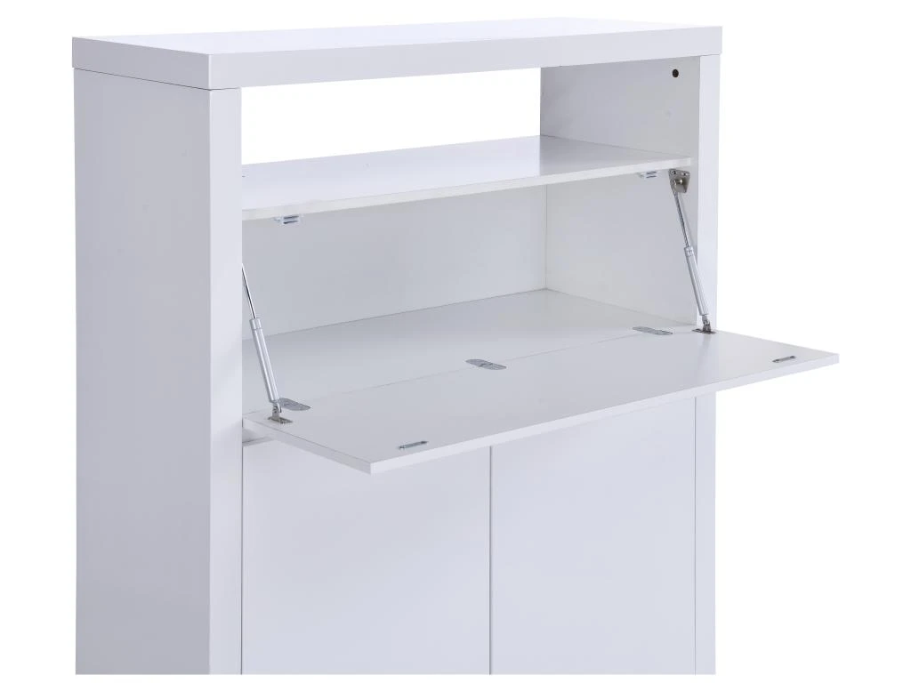 Secrétaire Avec 2 Portes - Avec LEDs - MDF - Blanc Lacqué - MELIONA – Image 7