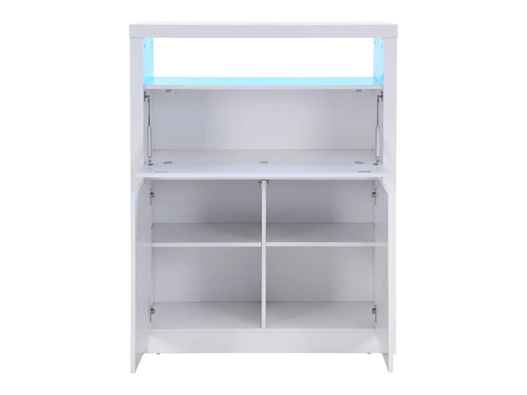 Secrétaire Avec 2 Portes - Avec LEDs - MDF - Blanc Lacqué - MELIONA – Image 6