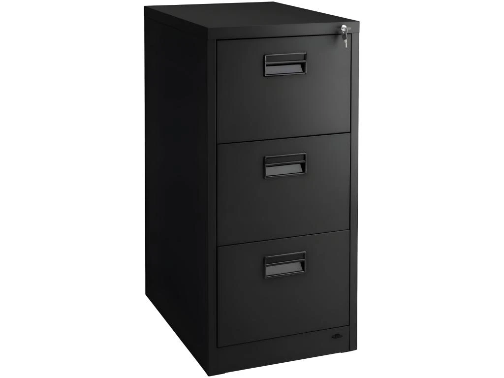 Armoire De Bureau Verrouillable étagère Meuble 3 Tiroirs Noir 08_0000376