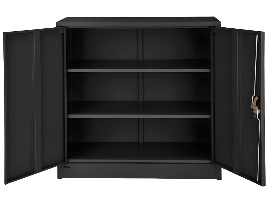 Armoire De Bureau Verrouillable Dotée De 2 étagères. Meuble 3 Niveaux Noir 08_0000380 – Image 3