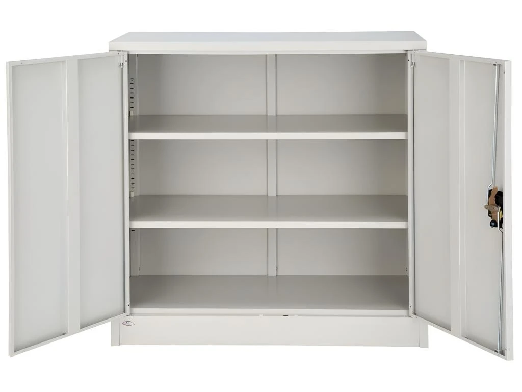 Armoire De Bureau Verrouillable Métallique étagère Meuble 3 Niveaux Gris 08_0000378 – Image 2
