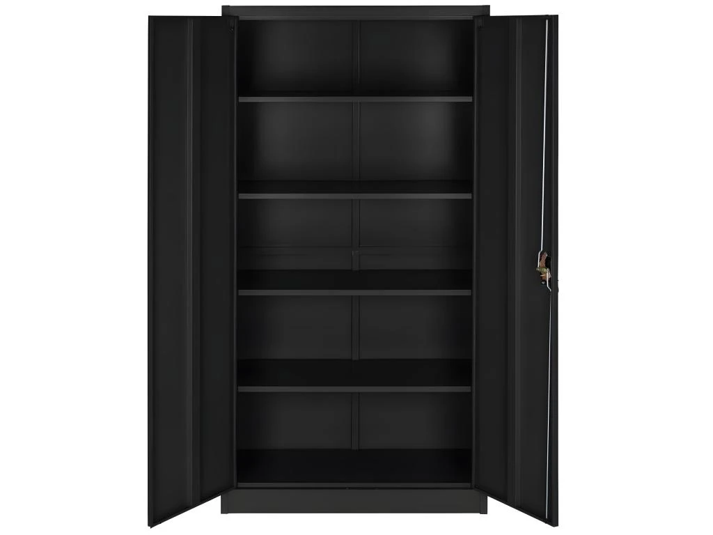 Armoire De Bureau Verrouillable Dotée De 4 étagères Meuble 5 Niveaux Noir 08_0000384 – Image 2
