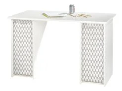 Bureau Blanc 2 Caissons A Rideau - Coloris: Vagues Grises 810