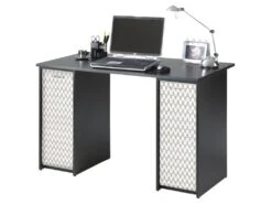 Bureau Noir 2 Caissons à Rideau 120 Cm - Coloris: Vagues Grises 810