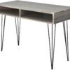Bureau Table Meuble Travail Informatique Avec 2 Compartiments Gris 0502061/2