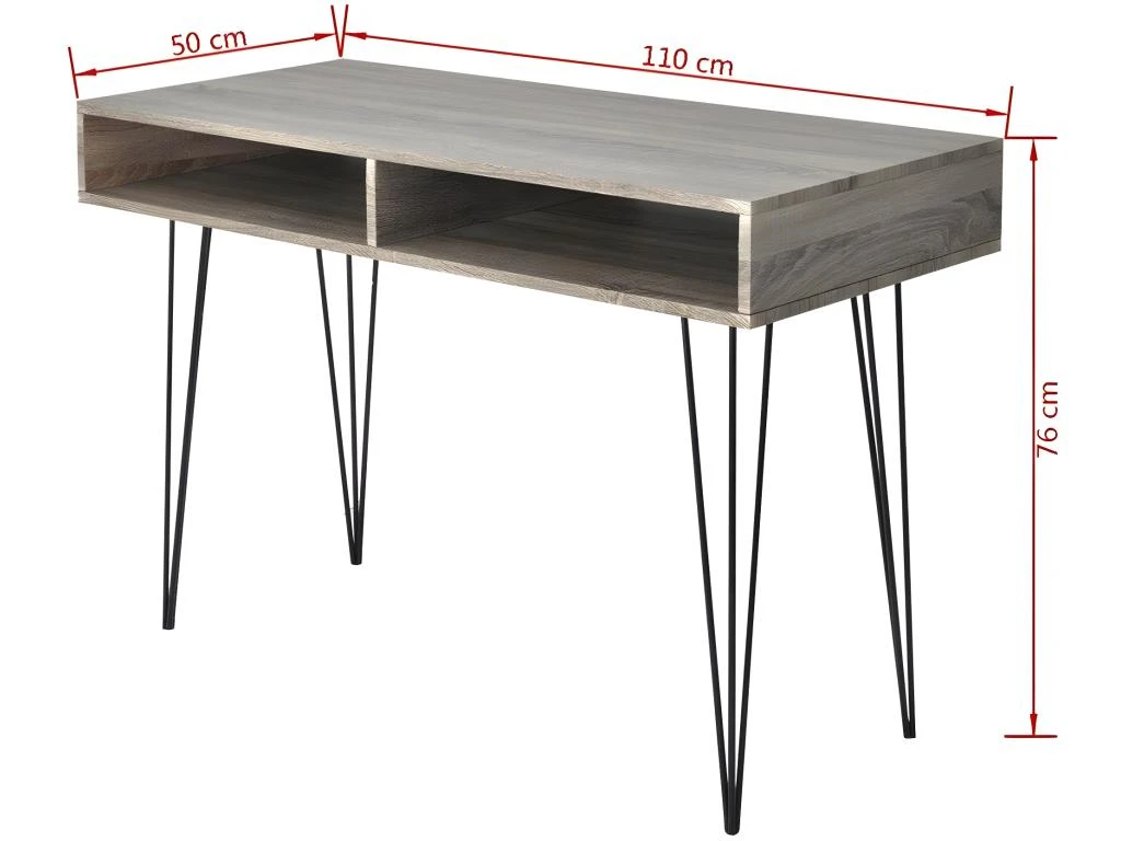 Bureau Table Meuble Travail Informatique Avec 2 Compartiments Gris 0502061/2 – Image 4