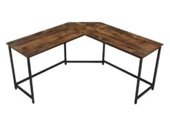 Bureau D Angle Table En Forme De L Pour Travailler Et Réviser Bureau à Domicile Gain D Espace Montage Facile Style Industriel 149 Cm Marron Noir Rustique 12_0001290
