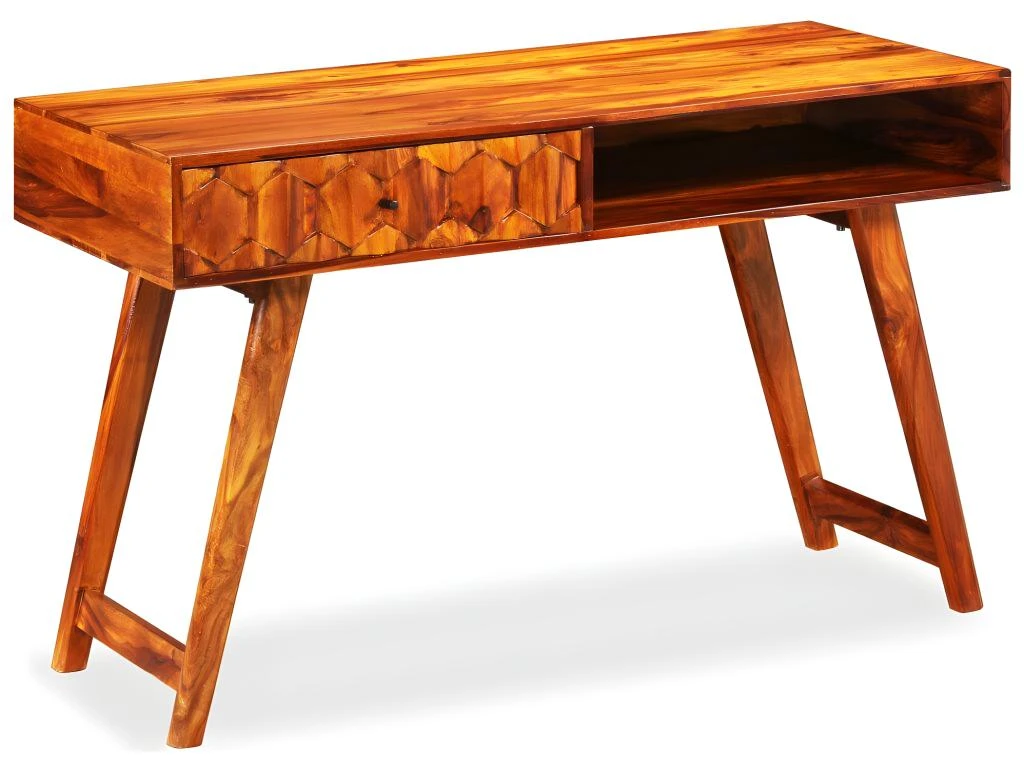 Bureau Table Meuble Travail Informatique D'écriture Bois Massif De Sesham 118 Cm 0502142 – Image 2