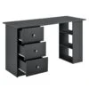 Table De Bureau Secrétaire Poste De Travail Informatique Avec 3 Tiroirs 120 Cm Gris Foncé 03_0004711