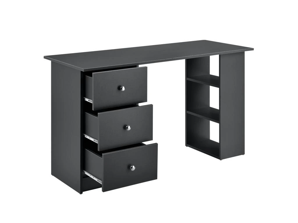 Table De Bureau Secrétaire Poste De Travail Informatique Avec 3 Tiroirs 120 Cm Gris Foncé 03_0004711