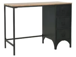 Bureau Table Meuble Travail Informatique à Piédestal Unique Bois De Sapin Et Acier 100 Cm 0502131