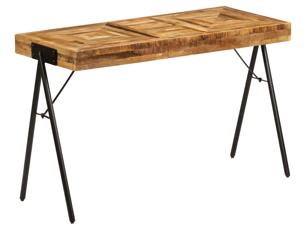 Bureau Table Meuble Travail Informatique Table à écrire Bois De Manguier Massif 118 Cm 0502085 – Image 2