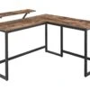 Bureau En Forme De L Table D’angle Avec Support D’écran Pour étudier Jouer Travailler Gain D’espace Pieds Réglables Cadre Métallique Assemblage Facile Marron Rustique12_0000327