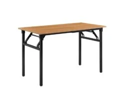 Table Pliante De Cuisine à Manger Hauteur Réglable Pour 4 Personnes 120 Cm Marron Et Noir 03_0004364
