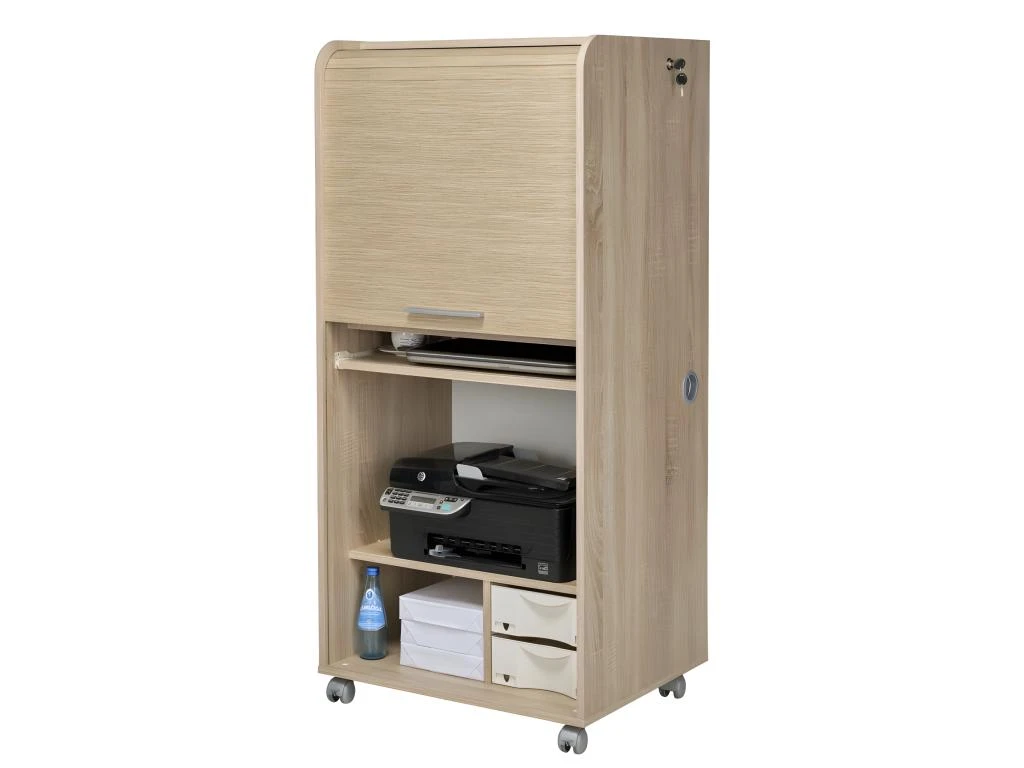 Armoire Informatique Mobile Chêne - Coloris: Chêne Naturel – Image 3