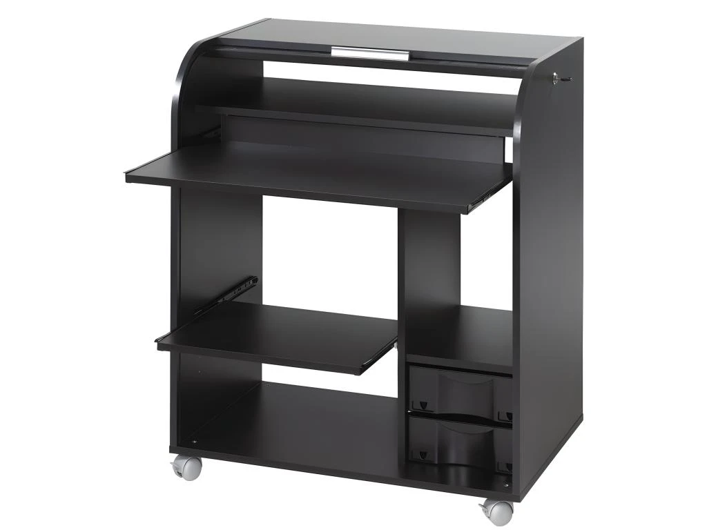 Bureau Informatique Noir à Roulettes - Coloris: Fée 217 – Image 3