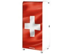Armoire Informatique Blanche à Roulettes 2 Tiroirs - Coloris: Drapeau Suisse 650