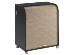 Bureau Informatique Noir à Roulettes - Coloris: Chêne Naturel