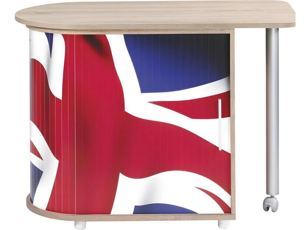 Bureau Chêne Table Pivotante Et Rangement - Coloris: Drapeau Anglais 701