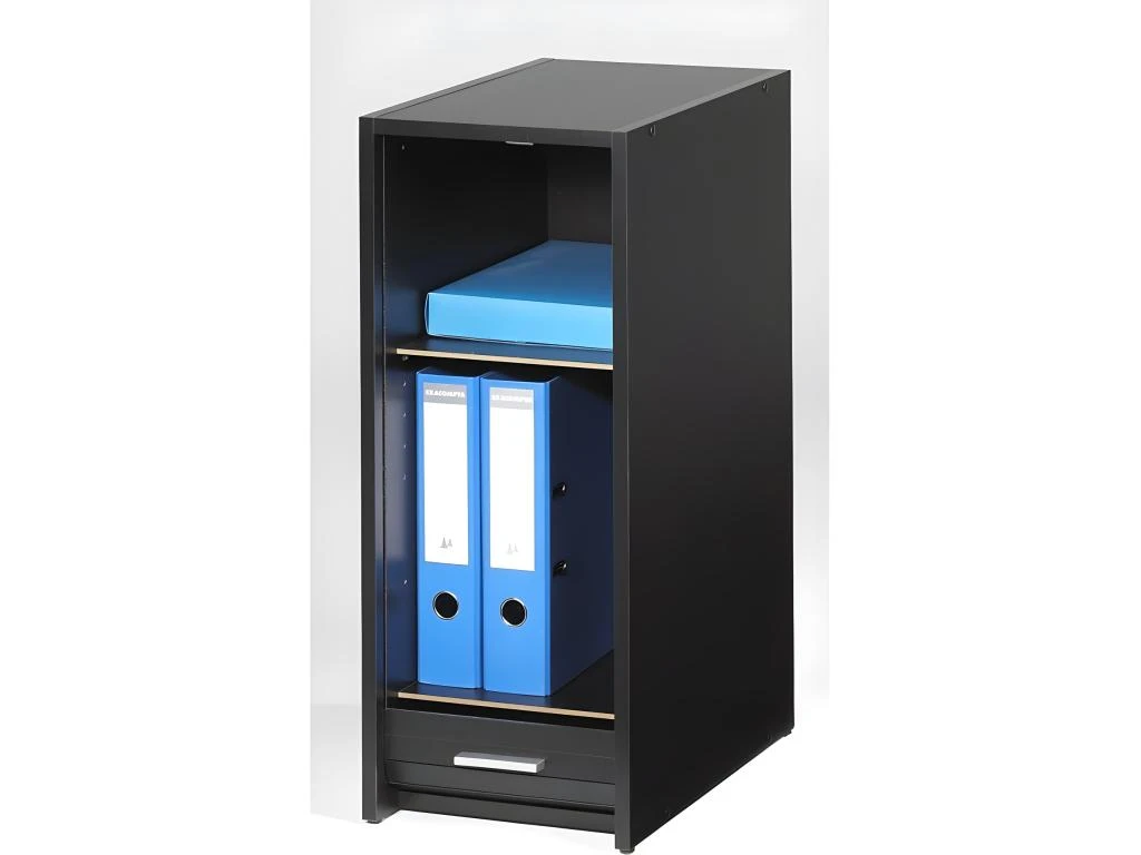 Bureau Noir 2 Caissons à Rideau 120 Cm - Coloris: Fée 217 – Image 2
