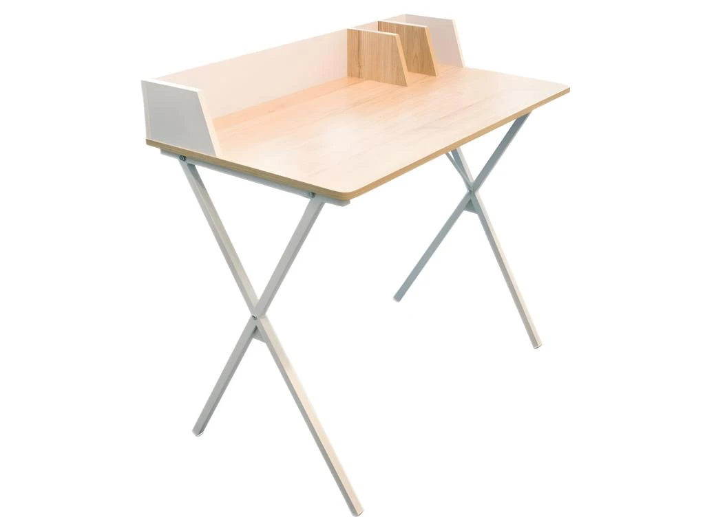 Bureau Plateau Effet Bois Brice Blanc - Blanc