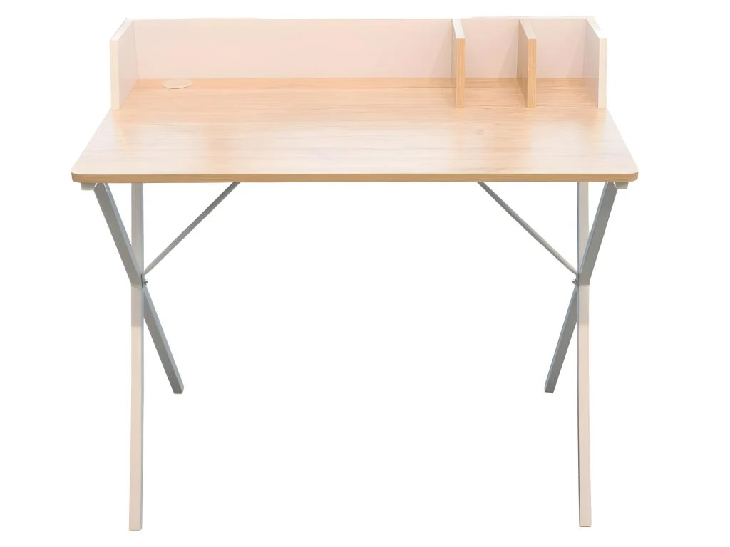 Bureau Plateau Effet Bois Brice Blanc - Blanc – Image 4