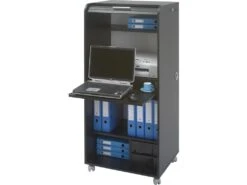 Armoire Informatique Mobile Noire 2 Tiroirs 5 Niches - Coloris: Noir