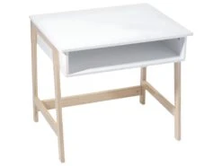 Bureau Enfant En Bois Blanc Et Naturel H 52 Cm