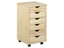 OLIVER - Caisson 6 Tiroirs Bois Massif Naturel