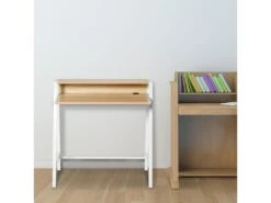 Bureau Secrétaire Bureau Informatique Dim. 84L X 45l X 85H Cm Style Néo-rétro étagère Coloris Chêne Clair Blanc