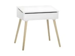 Bureau D'écolier Blanc Pupitre En Bois H 62.5 Cm