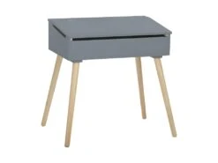 Bureau D'écolier Gris Pupitre En Bois H 62.4 Cm