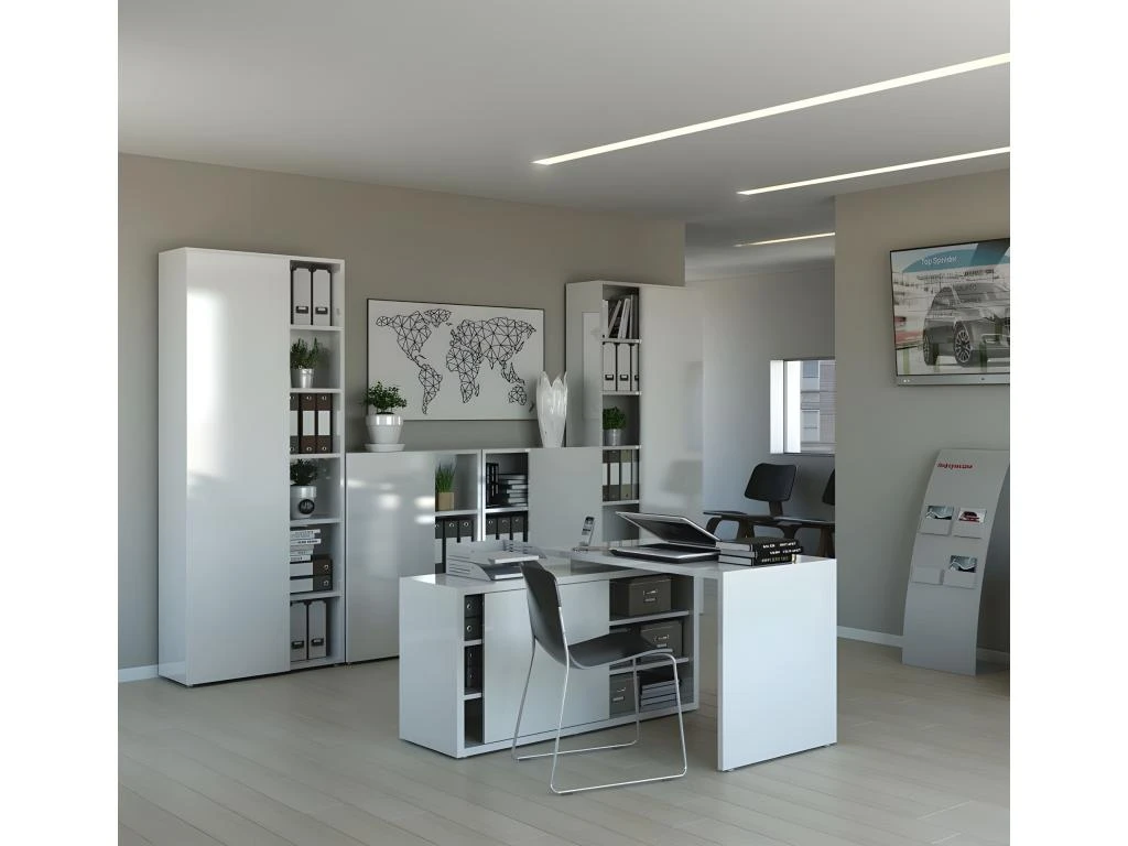 Bureau D'angle Réversible 140 Cm Blanc - SNOW – Image 2