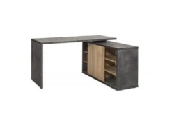 Bureau D'angle Réversible 140 Cm En Bois Marron Et Gris - JENY