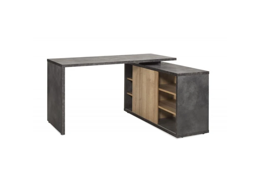 Bureau D'angle Réversible 140 Cm En Bois Marron Et Gris - JENY