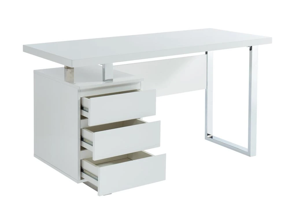 Bureau Avec 3 Tiroirs - MDF - Blanc Laqué - MYLAN II – Image 4
