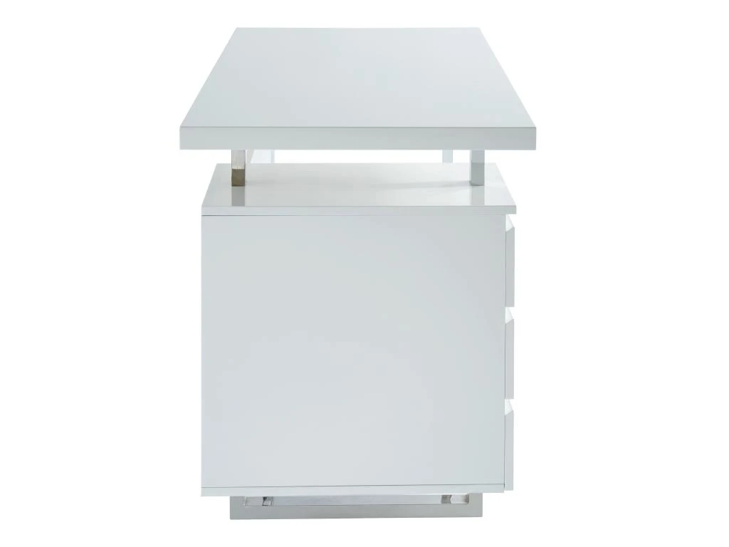 Bureau Avec 3 Tiroirs - MDF - Blanc Laqué - MYLAN II – Image 6